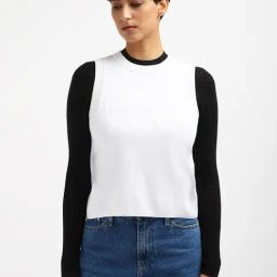 CALVIN KLEIN JEANS White Regular Fit Cotton Crew Neck Sweater-Vest-picture-32