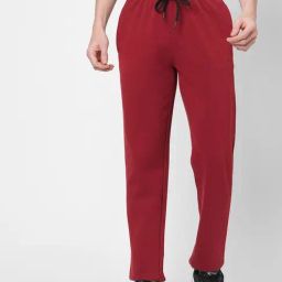 Sweet Dreams Red Fleece Regular Fit Solid Pyjama-picture-5