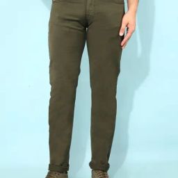 Crimsoune Club Olive Cotton Slim Fit Jeans-image-92
