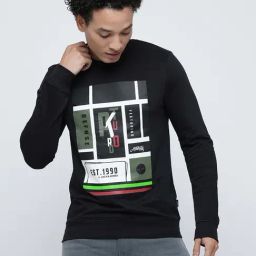 Produkt By Jack & Jones Black Cotton Regular Fit Printed Sweatshirt-image-43
