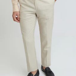 Park Avenue Beige Regular Fit Checks Trousers-picture-23