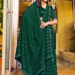 Satrani Green Embellished Saree With Unstitched Blouse-image-52