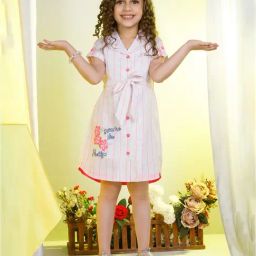 Peppermint Kids Pink & White Printed Shirt Dress with Belt-picture-18