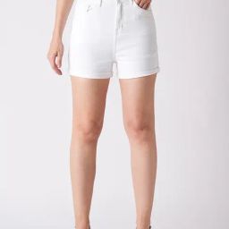 Globus White Cotton Slim Fit Shorts-image-38