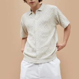 Forca By Lifestyle Beige Cotton Regular Fit Self Pattern Polo T-Shirt-image-29