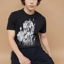 Forca By Lifestyle Black Cotton Regular Fit Printed T-Shirt-image-62