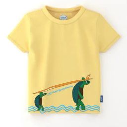Nauti Nati Boys Yellow Cotton Printed Regular Fit T-Shirt - Pack of 2-picture-36