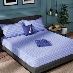 Nautica Northsail Blue 150 TC Cotton King Bedsheet with 2 Pillow Covers-image-88