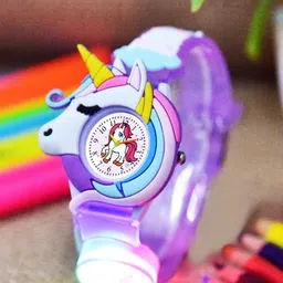 Shocknshop Girls Patterned Dial & Straps Analogue Watch 332 Unicorn Purple-10