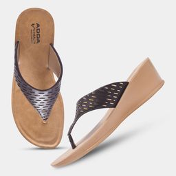 Adda Women Wedge Sandals with Laser Cuts-image-37