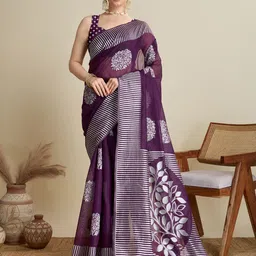 Mitera Floral Woven Design Zari Silk Saree With Matching Blouse-image-21