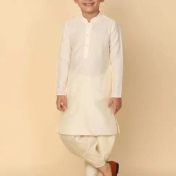 KISAH Off White Solid Full Sleeves Kurta with Dhoti-image-62