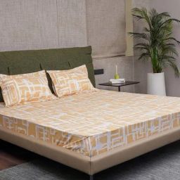 Urban Space Serene Brown Cotton 200 TC King Size Bedsheet With Pillow Covers-picture-11