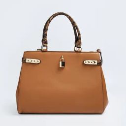 Code by Lifestyle Tan Solid Handbag-image-5