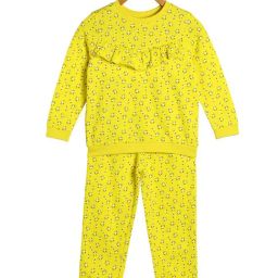MINIKLUB Kids Yellow Floral Print Full Sleeves Top with Pants-image-91