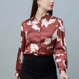 PURYS Brown Printed Casual Shirt-image-88