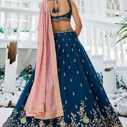 panchhi Embellished Sequinned Semi-Stitched Lehenga & Unstitched Blouse With Dupatta image 2