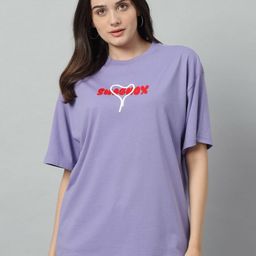 SWAGNOX Women Printed Extended Sleeves Raw Edge T-shirt-image-31