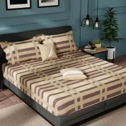 Nautica Northsail Sand & Brown 150 TC Cotton King Bedsheet with 2 Pillow Covers-image-31