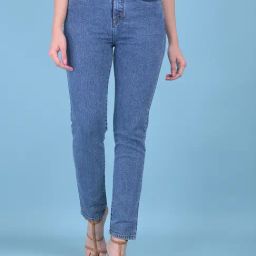 Crimsoune Club Blue Blended Straight Fit Mid Rise Jeans-image-8