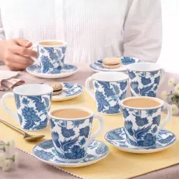 Larah by Borosil White Opalware New Iris Tea/Coffee Cup & Saucer Set-picture-34