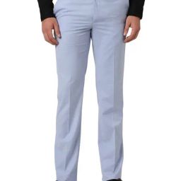 Van Heusen Blue Slim fit Solid Trousers-image-32