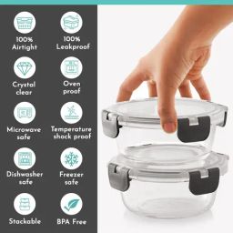 MAGNUS Solid Grey Borosilicate 400ml Lunch Box Set image 5
