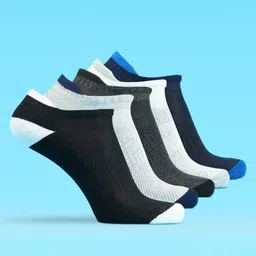 LUX MOZZE Men Pack Of 5 Assorted Cotton Ultra Soft Stretchable Shoe Liner-Length Socks-picture-1