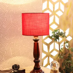 Tucasa NTU-179 B-22 Table Lamp with Wood Base (Red) image 5