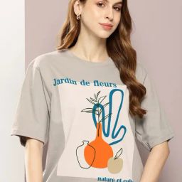 Dillinger Grey Cotton Graphic Print Oversized T-Shirt-picture-45