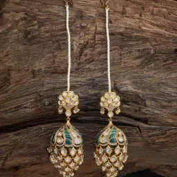 Kushal's Fashion Jewellery Green Golden Earrings for Women-picture-9