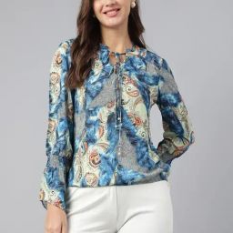 Latin Quarters Blue Print Top-image-37