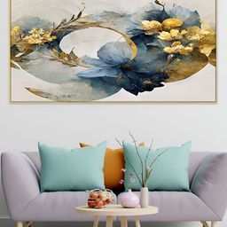 DEKORSTATION Beige & Blue Floral And Botanical Printed Canvas Wall Art-image-67