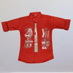 FASHION GRAB Boys Classic Fit Typography Printed Spread Collar Cotton Casual Shirt-image-44