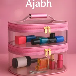 Ajabh Pink Waterproof Double-Layer Travel Makeup Organiser-27