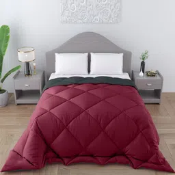CHICERY Maroon & Grey Microfiber AC Room Single Bed Comforter-image-53