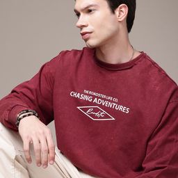 The Roadster Life Co. Pure Cotton Brand Logo Printed Oversized Sweatshirt-image-28