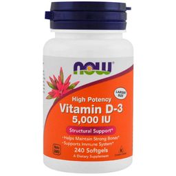 Now Vitamin D3 (5000 IU),  240 softgels  Unflavoured -77