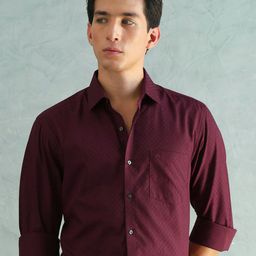 Arrow Slim Fit Geometric Printed Long Sleeves Pure Cotton Formal Shirt-image-34