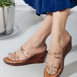 Denill Textured Open Toe Wedges-7