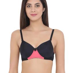 Clovia Black & Pink Non Wired Padded T-Shirt Bra-image-95
