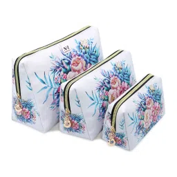 NFI Essentials Set of 3 Printed Cosmetic Pouch for Women - Multi Color-picture-13