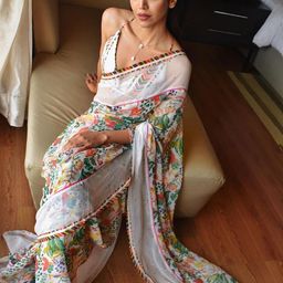 KALINI Floral Poly Georgette Narayan Peth Saree-image-25