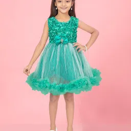 Sangria Girls Embellished Net Dress-image-8