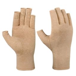 MOMISY Arthritis Finger Less Compression Small Gloves - Khaki-15