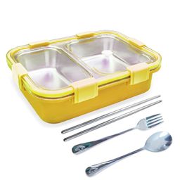 FunBlast Lunch Box with Spoon & Fork for School Kids - Yellow-image-54