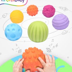 Intellibaby Premium Bath & Squeezy Sensory Textured Balls  Pack of 6 Colourful Squeaky Baby Bath Toys for Newborns| Non-Toxic|European Safety & BIS Certified-6
