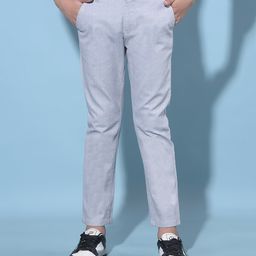 CRIMSOUNE CLUB Cotton Abstract Designed Trousers - Grey-image-112