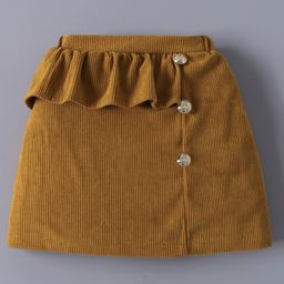 Mark & Mia A-LIne Solid Color Skirt with Frill Detailing - Brown-image-80
