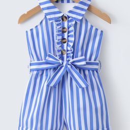 Mark & Mia Sleeveless Halter Neck Jumpsuit with Stripes - Blue & White-image-64